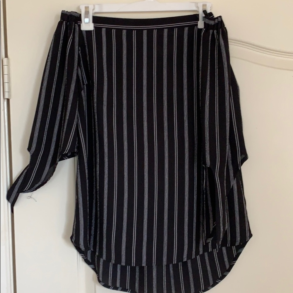 Worn once!! Black and white striped blouse